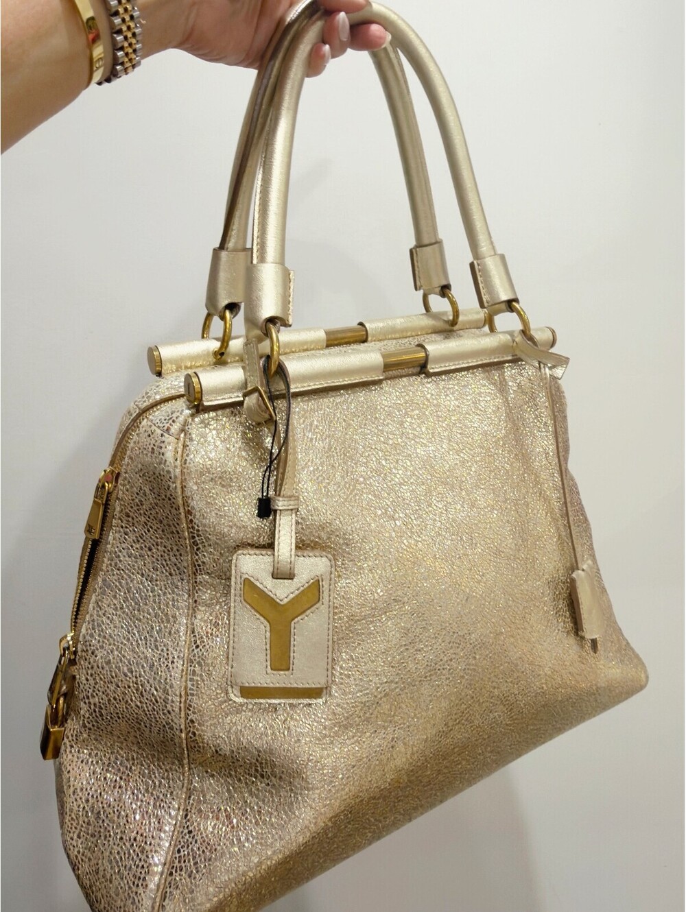 YSL - Archive 2008-2009 Majorelle Metallic Leather Bag, Gold